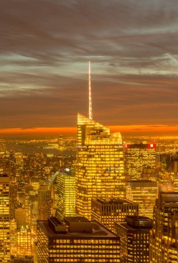 Günbatımında New York Manhattan manzarası