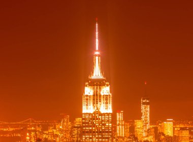 Günbatımında New York Manhattan manzarası