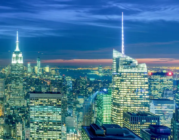 Vista Nueva York Manhattan Durante Atardecer — Foto de Stock