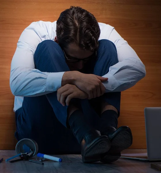 Stressed Businessman Working Overtime Depression — Stock Photo, Image