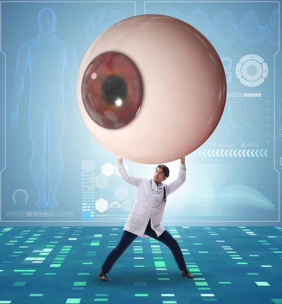 Doktor dev gözü tıbbi konseptte inceliyor.