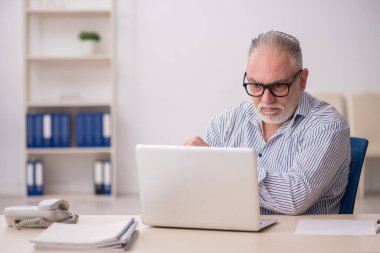 Old employee working at workplace