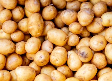 The potatoes at the market display