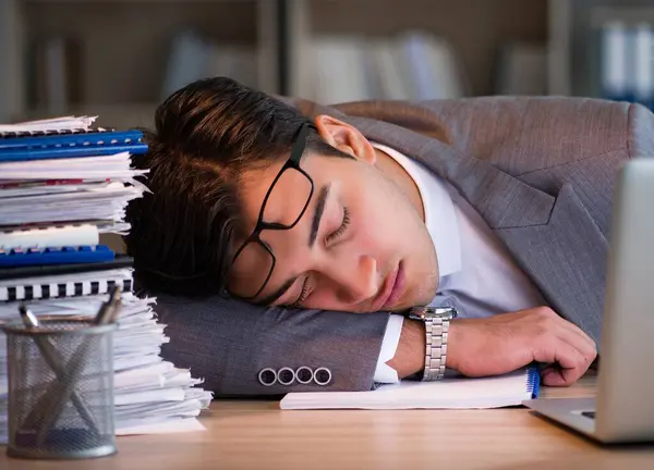 Businessman Staying Office Long Hours — Stock Photo, Image