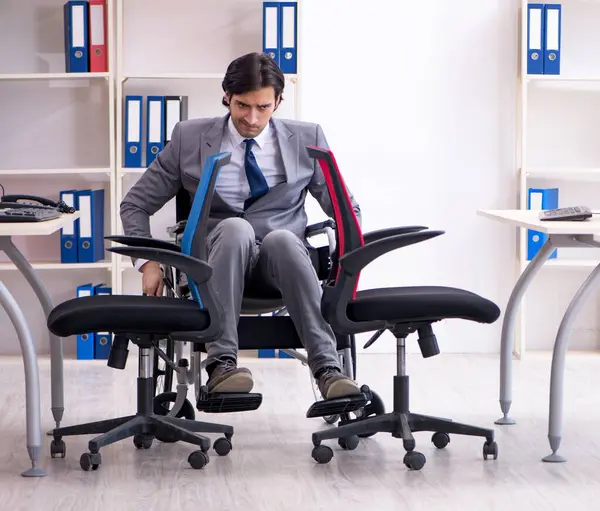 Young Handsome Employee Wheelchair Working Office — Stock Photo, Image