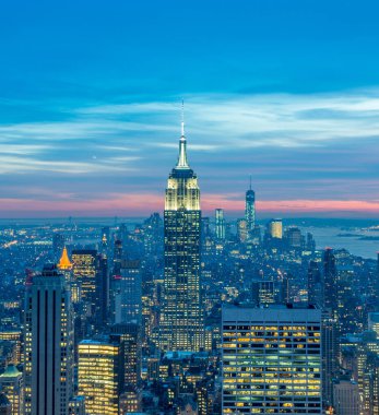 Günbatımında New York Manhattan manzarası