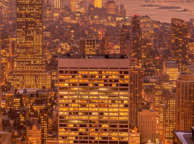 Günbatımında New York Manhattan manzarası