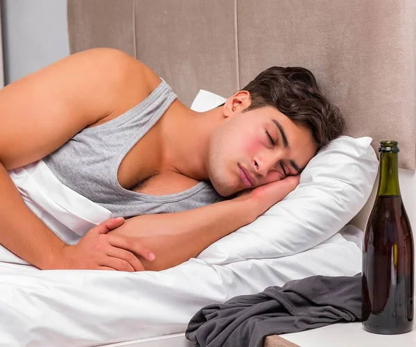 Man Bed Party Hangover Concept — Stock Photo, Image