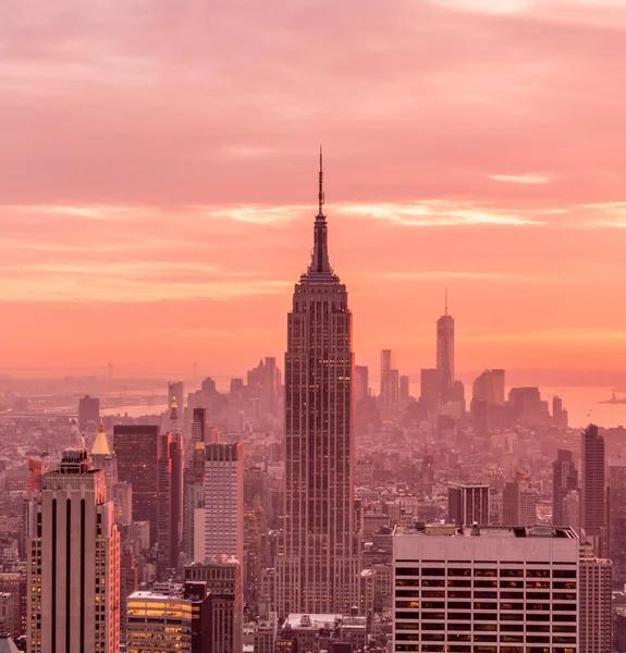 Vue New York Manhattan Pendant Les Heures Coucher Soleil — Photo