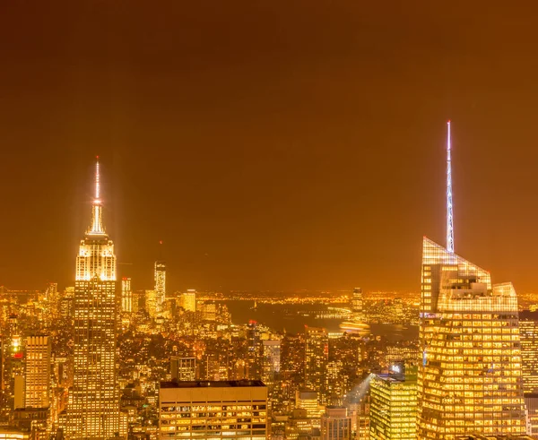 Günbatımında New York Manhattan Manzarası — Stok fotoğraf