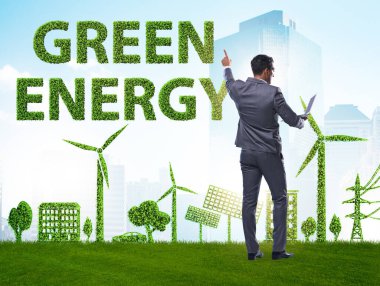 İş adamının yeşil ve ekoloji kavramı.