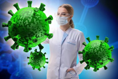 Doktor laboratuvarda koronavirüs araştırması yapıyor.