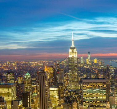 Günbatımında New York Manhattan manzarası