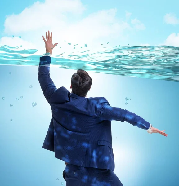Drowning Businessman Insolvency Bankruptcy Concept — Stock Photo, Image