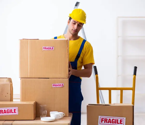 Young professional mover doing home relocation
