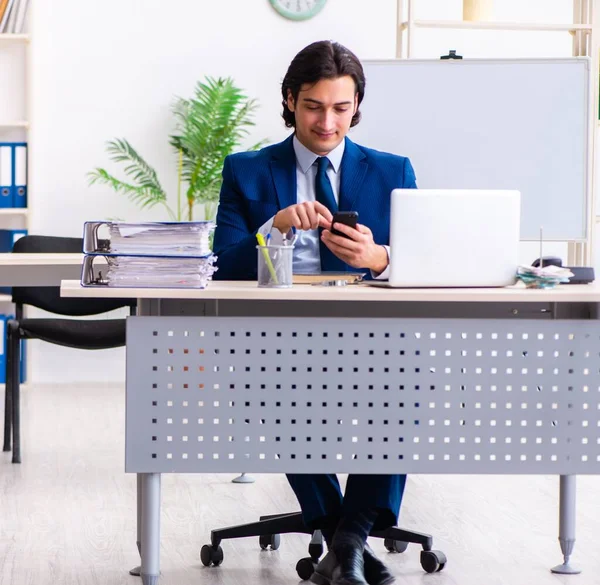 Young Businessman Sitting Working Office — Stock Photo, Image