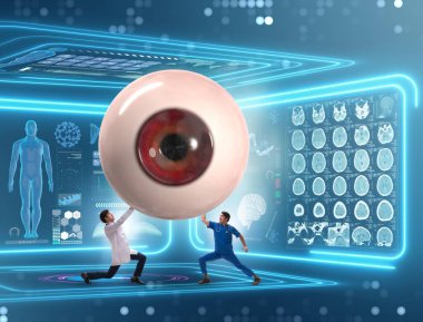 Doktor dev gözü tıbbi konseptte inceliyor.
