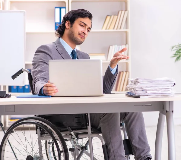 Young Handsome Employee Wheelchair Office — Stock Photo, Image