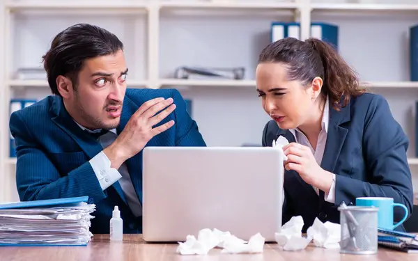 Two Employees Suffering Workplace — Stock Photo, Image