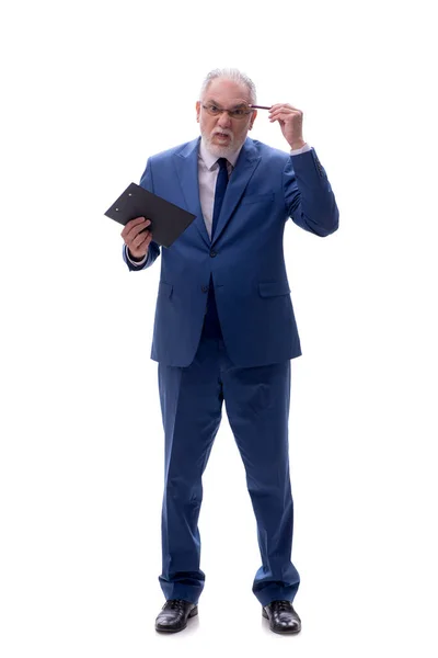 Old Male Boss Isolated White — Stock Photo, Image