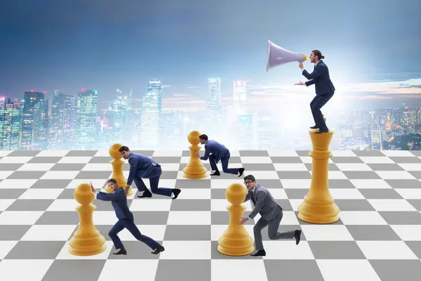 Businessman Shouting Game Chess — Stock Photo, Image
