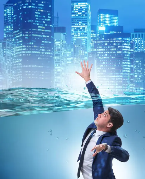 Drowning Businessman Insolvency Bankruptcy Concept — Stock Photo, Image