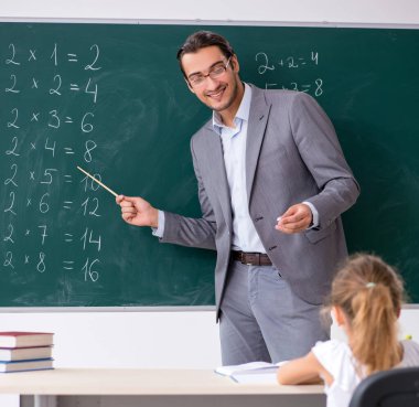 Sınıfta genç kızla birlikte olan öğretmen.