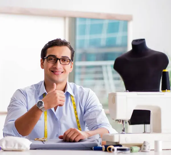 Young Man Tailor Working New Clothing — Stock Photo, Image