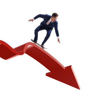 Finans grafiğinde kaykaya binen işadamı