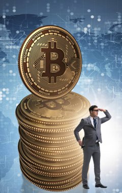 Kripto para birimi engelleme konsepti işadamı