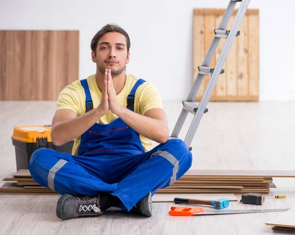 Young Male Contractor Working Indoors — Stock Photo, Image