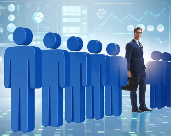 The standing out from crowd concept with businessman
