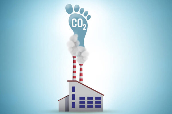 Carbon footprint concept with the pollution