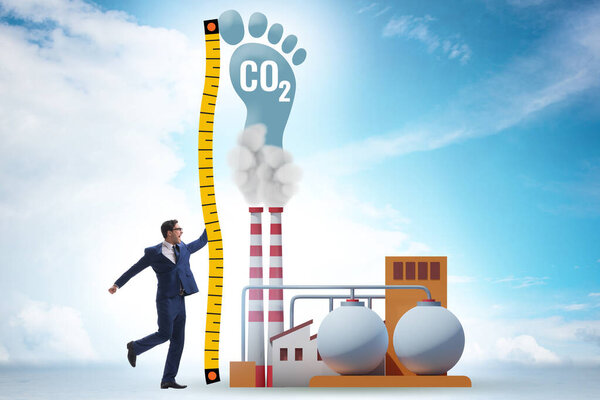 Carbon footprint concept with the pollution