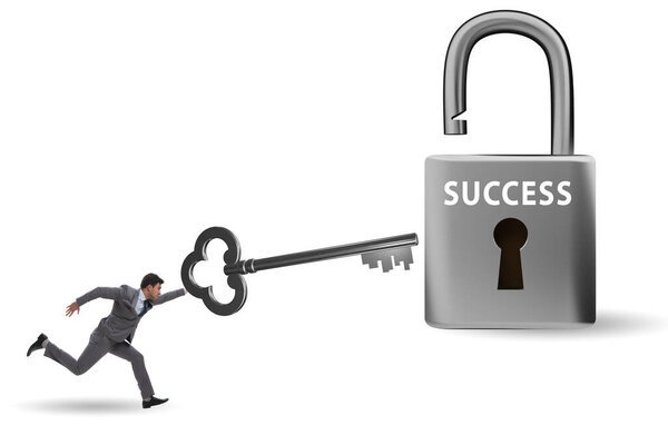 Бизнесмен в ключе к концепции успеха