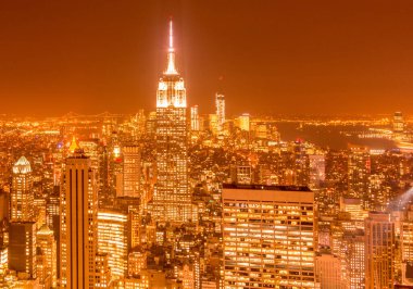 Günbatımında New York Manhattan manzarası