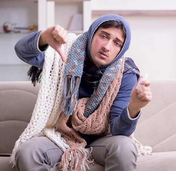 Young Man Suffering Home — Stock Photo, Image
