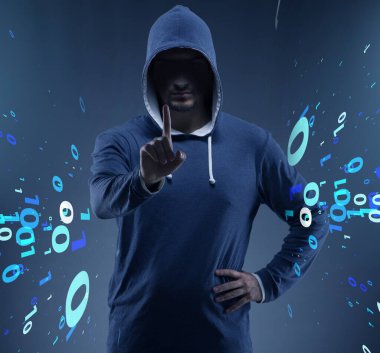Dijital güvenlik kavramındaki hacker.