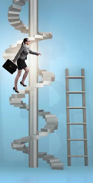 Concepto Progresión Profesional Con Escaleras Escaleras —  Fotos de Stock