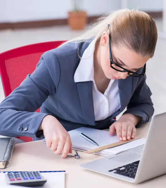 Businesswoman Working Her Desk Office — Stock Photo, Image