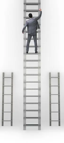 Hombre Negocios Escalando Escalera Carrera Concepto Éxito Empresarial — Foto de Stock