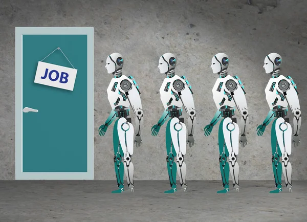 Robots Queuing Job — Stock Photo, Image