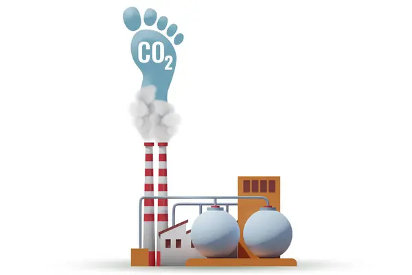 Concept Empreinte Carbone Avec Pollution — Photo