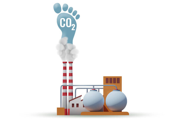 Carbon footprint concept with the pollution