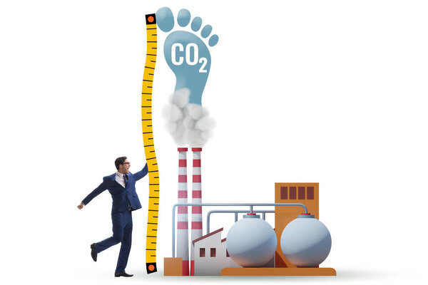 Carbon footprint concept with the pollution