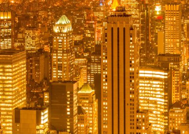 Günbatımında New York Manhattan manzarası