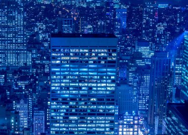 Günbatımında New York Manhattan 'ın gece manzarası