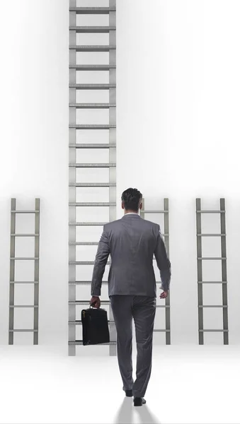 Бизнесмен Поднимается Карьерной Лестнице Концепции Успеха Бизнеса — стоковое фото