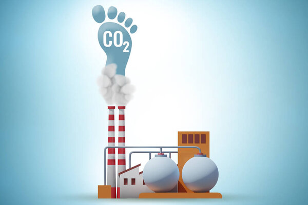 Carbon footprint concept with the pollution