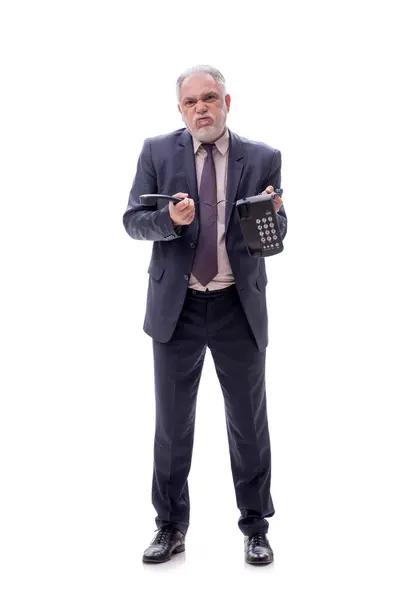 Businessman Talking Phone Isolated White — Stock Photo, Image